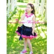 White Tank Tops with Hot Pink Rosettes & Black Hot Pink Pettiskirt M103 